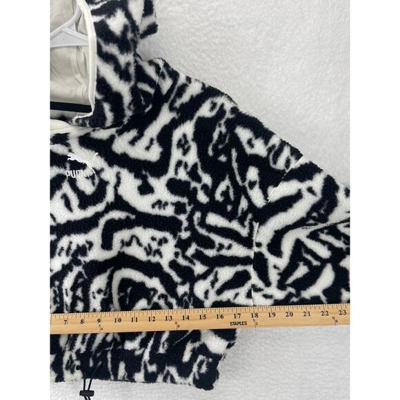 Puma Cuddle Pack Cropped Hoodie Women’s S Black Fleece Pullover Sweatshirt NWT - Picture 4 of 8